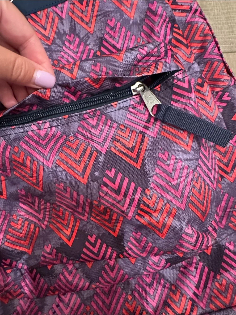 Jansport Pink and Red Geometric Pattern Backpack